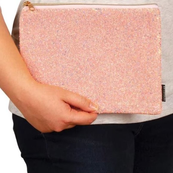 LOT of Glitter Sequin Pencil Cases/Pouches & Keychain- Pink & Rainbow NWT & Used - Picture 6 of 7